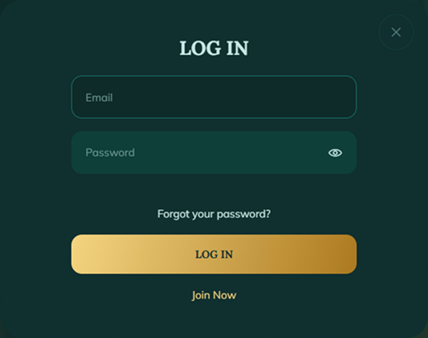 Royalen log in with email and password