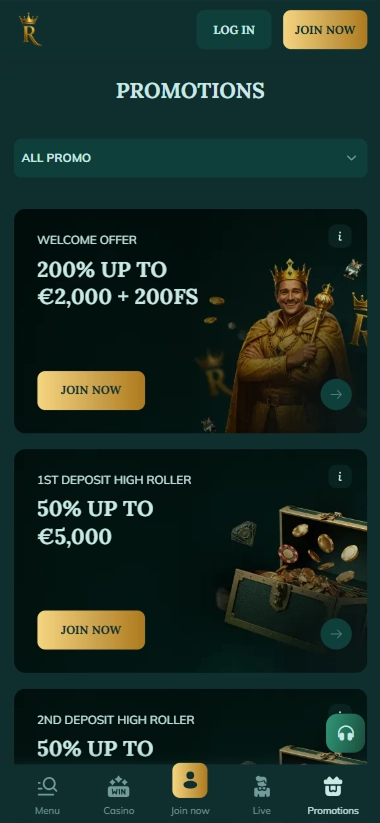 screen-2 Royalen Promotions list on mobile